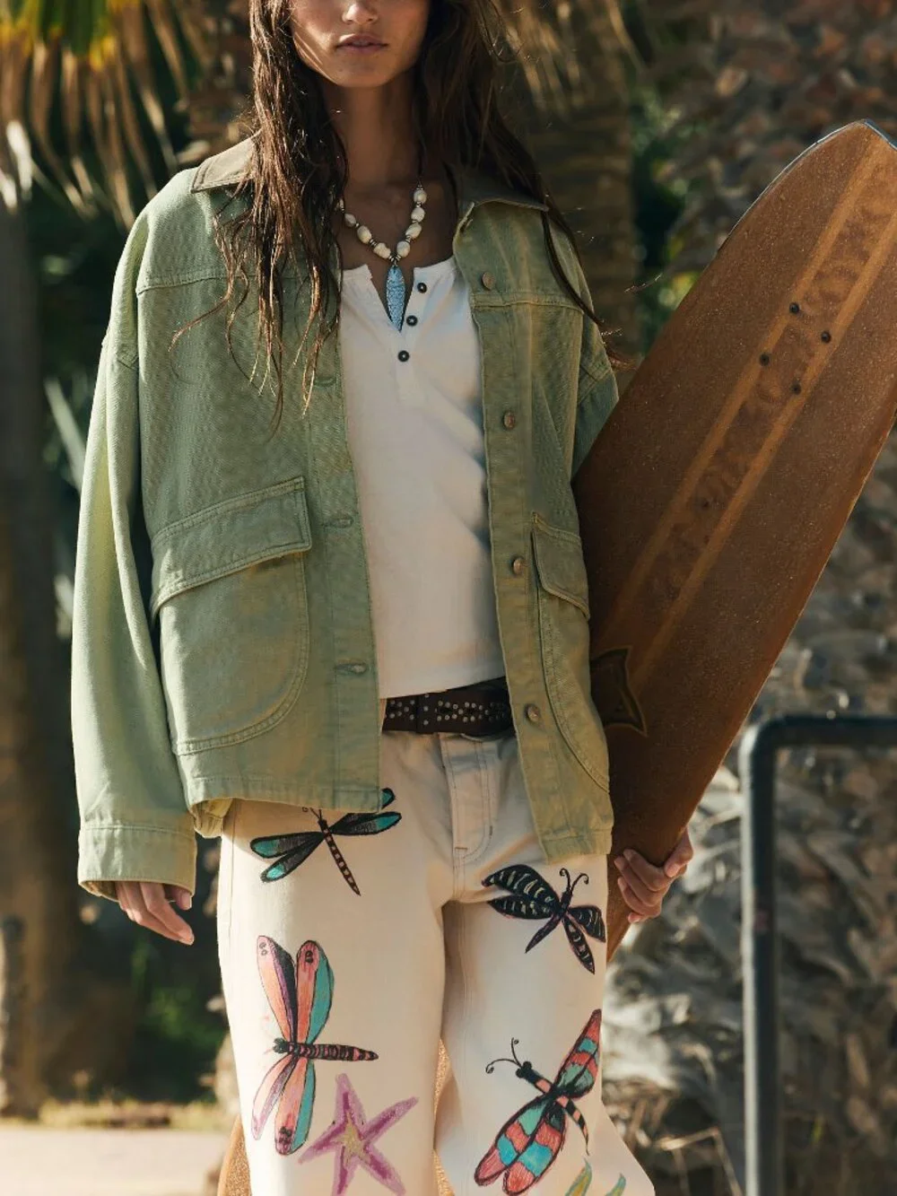 FREE PEOPLE We The Free Lemon Denim Jacket / Washed Sage - Picture 6 of 8